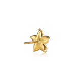 Back view of 14K yellow gold diamond floral stud earrings