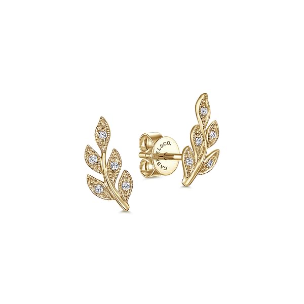 Gabriel & Co Diamond Leaf Stud Earrings