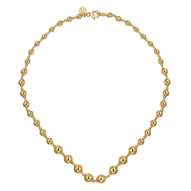 yellow gold graduated bead necklace 