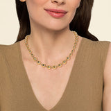 yellow gold graduated bead necklace on model neck