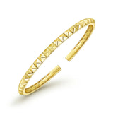 A 14K gold open cuff bracelet with a repeating faceted pyramid texture, shown on a clean white background. The brand name 'Gabriel' is engraved on the inner clasp.