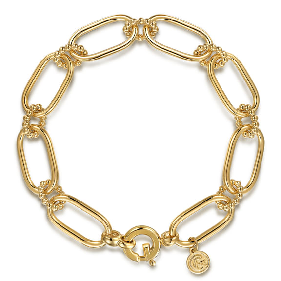 Bujukan Gold chain bracelet with a clasp on a white background