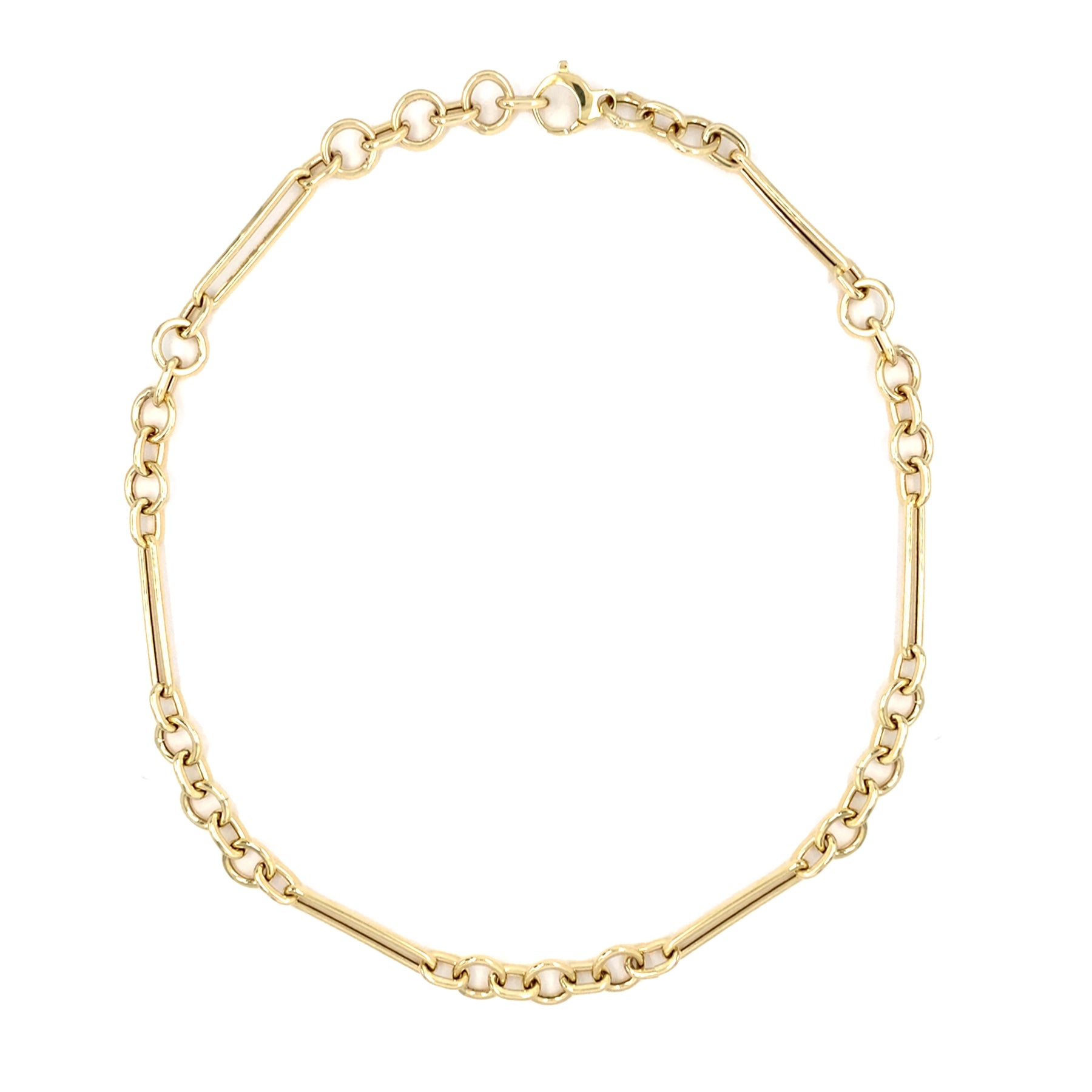 14K Gold chain bracelet on a white background