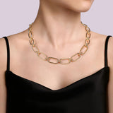 14K Yellow Gold Oval Link Chain Necklace with Bujukan Connectors