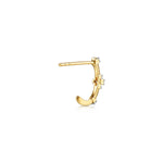 Back view of 14K yellow gold white sapphire J-hoop earrings