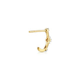 Back view of 14K yellow gold white sapphire J-hoop earrings