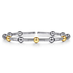 Sterling silver 14k yellow gold beaded bangle