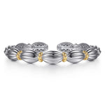 14K YG and sterling silver textured bangle