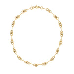 14K Gold chain link necklace on a white background