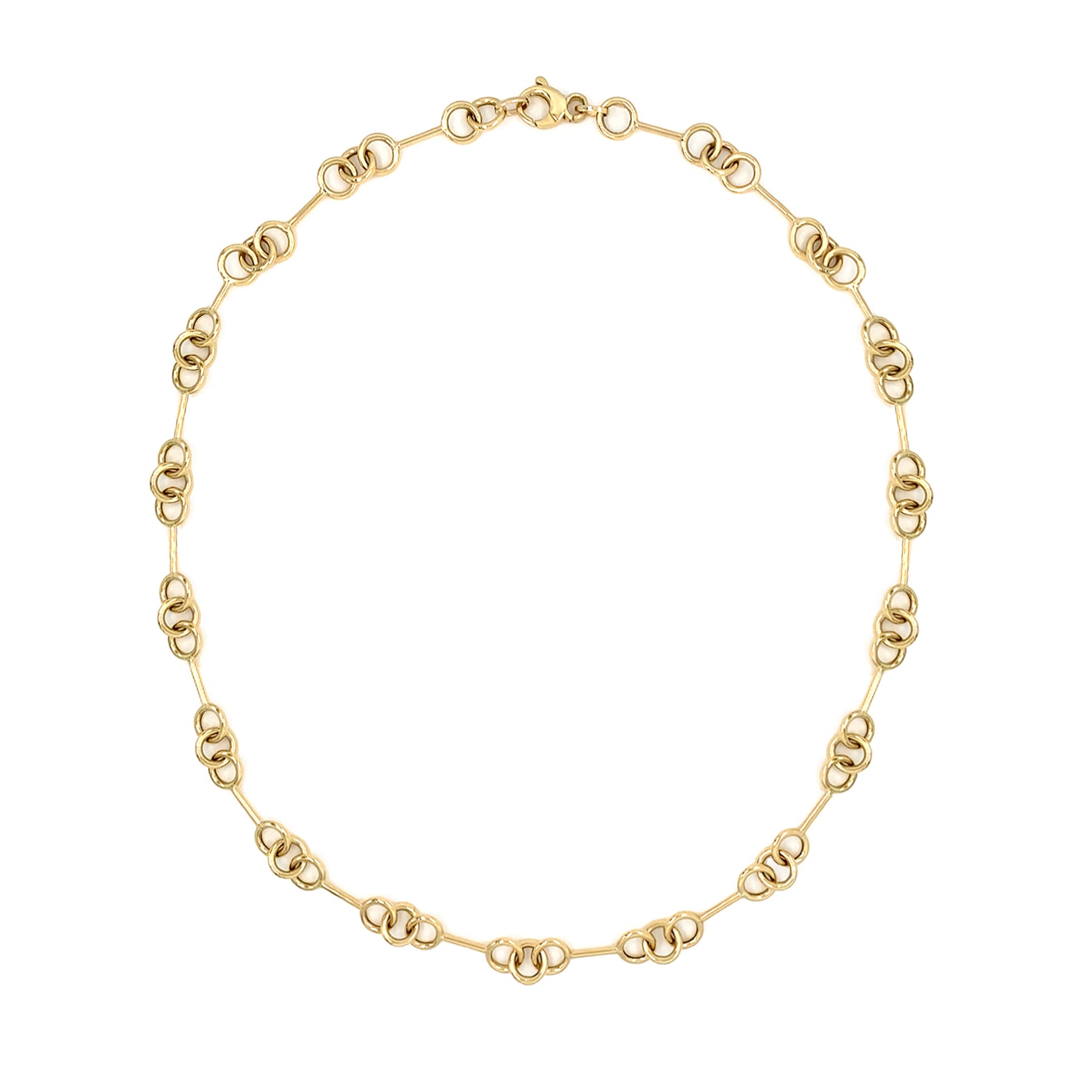 14K Gold chain link necklace on a white background