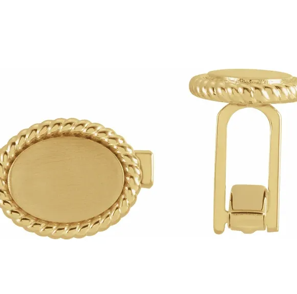 14K gold rope edge cufflinks
