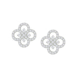 A pair of yellow gold and diamond earrings in a clover leaf design