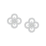 A pair of yellow gold and diamond earrings in a clover leaf design