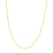 A 14K yellow gold elongated link necklace laid out on a plain surface.