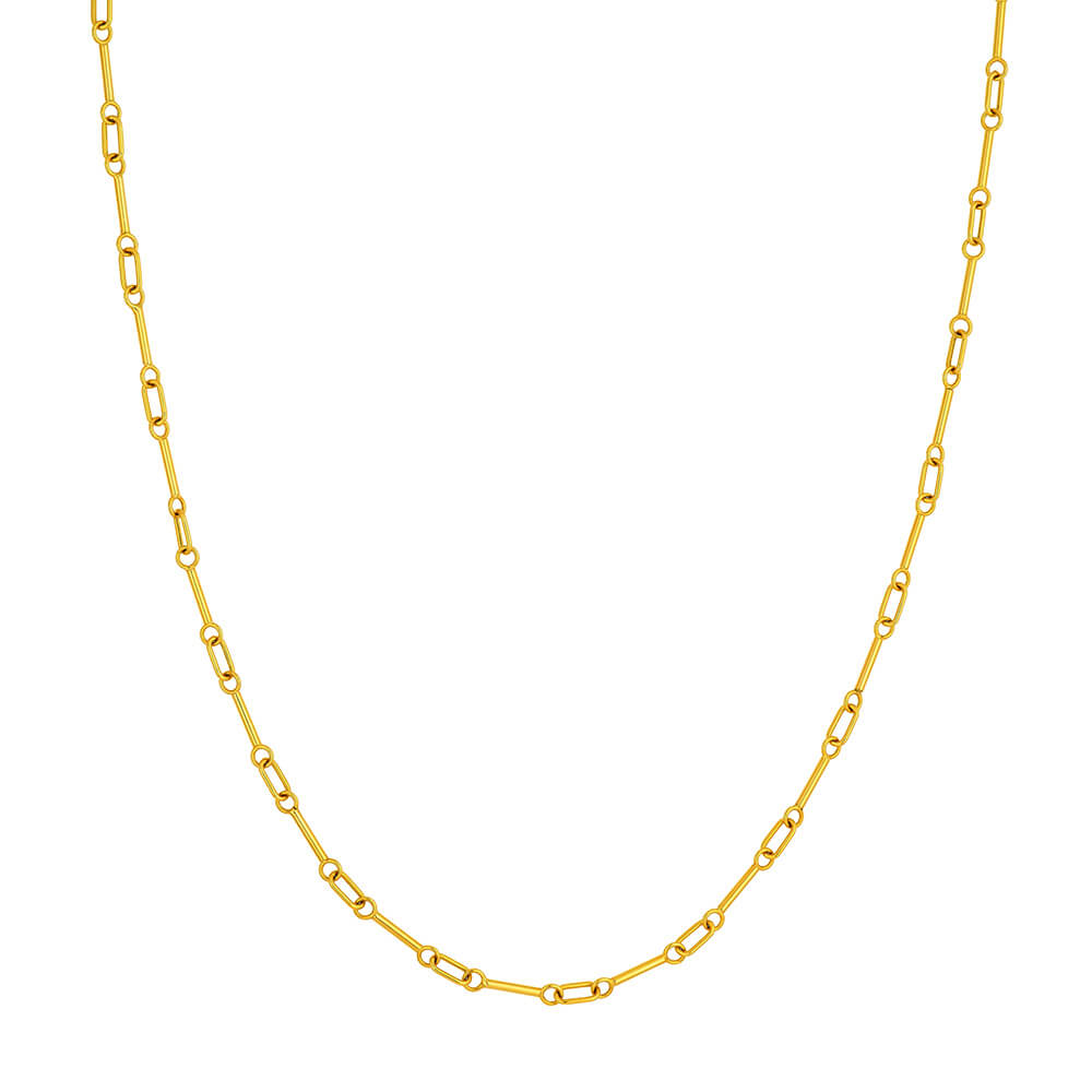 14K yellow gold mini barbell link necklace