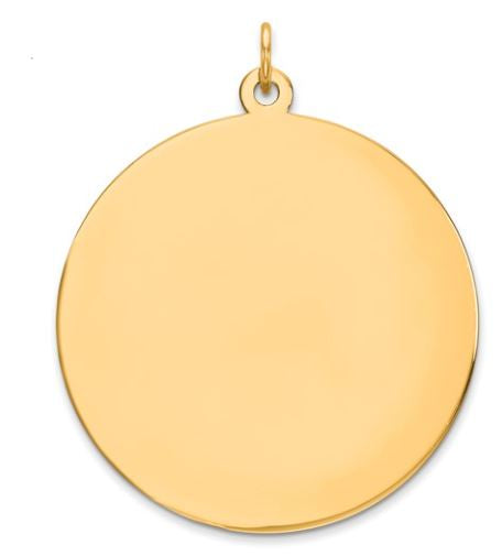14K Gold Disc pendant on a white background