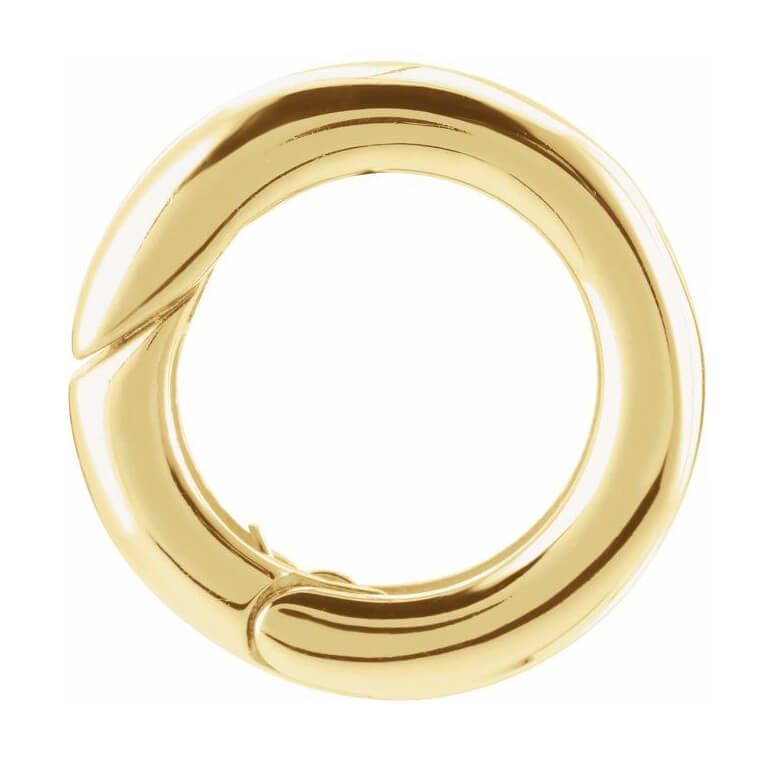 A 14K yellow gold hinged circle bail for pendants on necklaces 