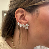 Diamond Flower Climber Earrings, 8 Carats