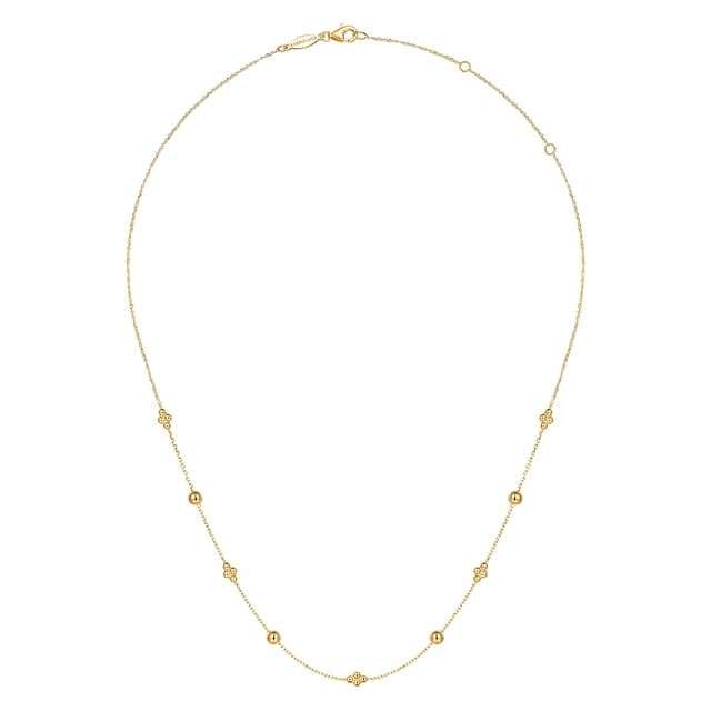 14K YG Beaded Bujukan Station Necklace