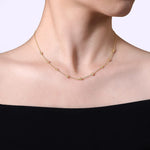 14K YG Beaded Bujukan Station Necklace on neck