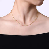 14K YG Beaded Bujukan Station Necklace on neck