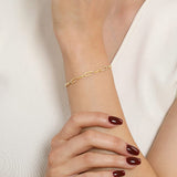 14K YG  Beaded Link Chain Bracelet on wrist