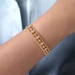 14K YG Bujukan Diamond Cluster Cuff Bangle on wrist 