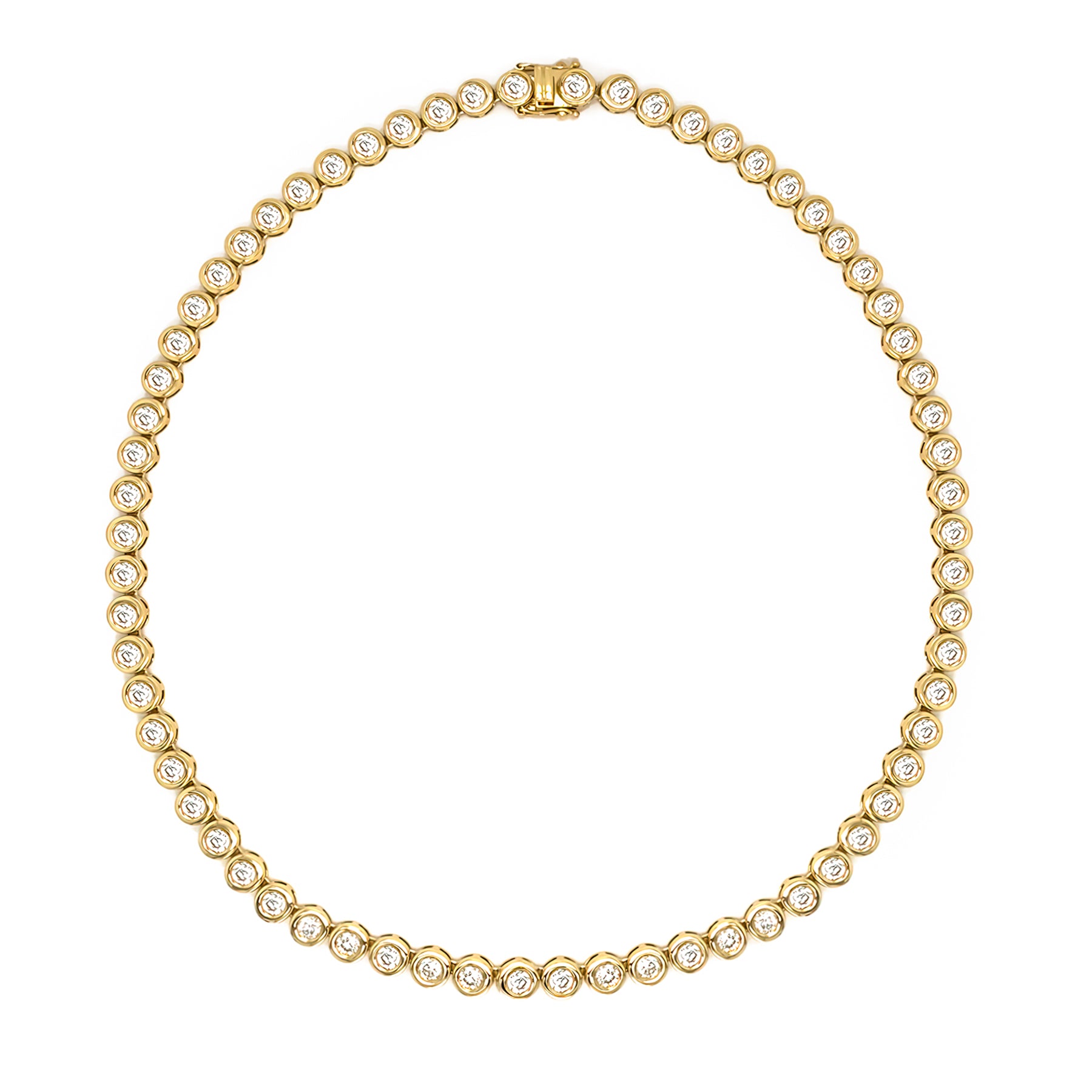 14K YG Diamond Bezel Tennis Necklace