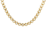 14K YG Diamond Bezel Tennis Necklace close up