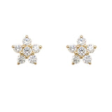 14K YG Diamond Flower Studs