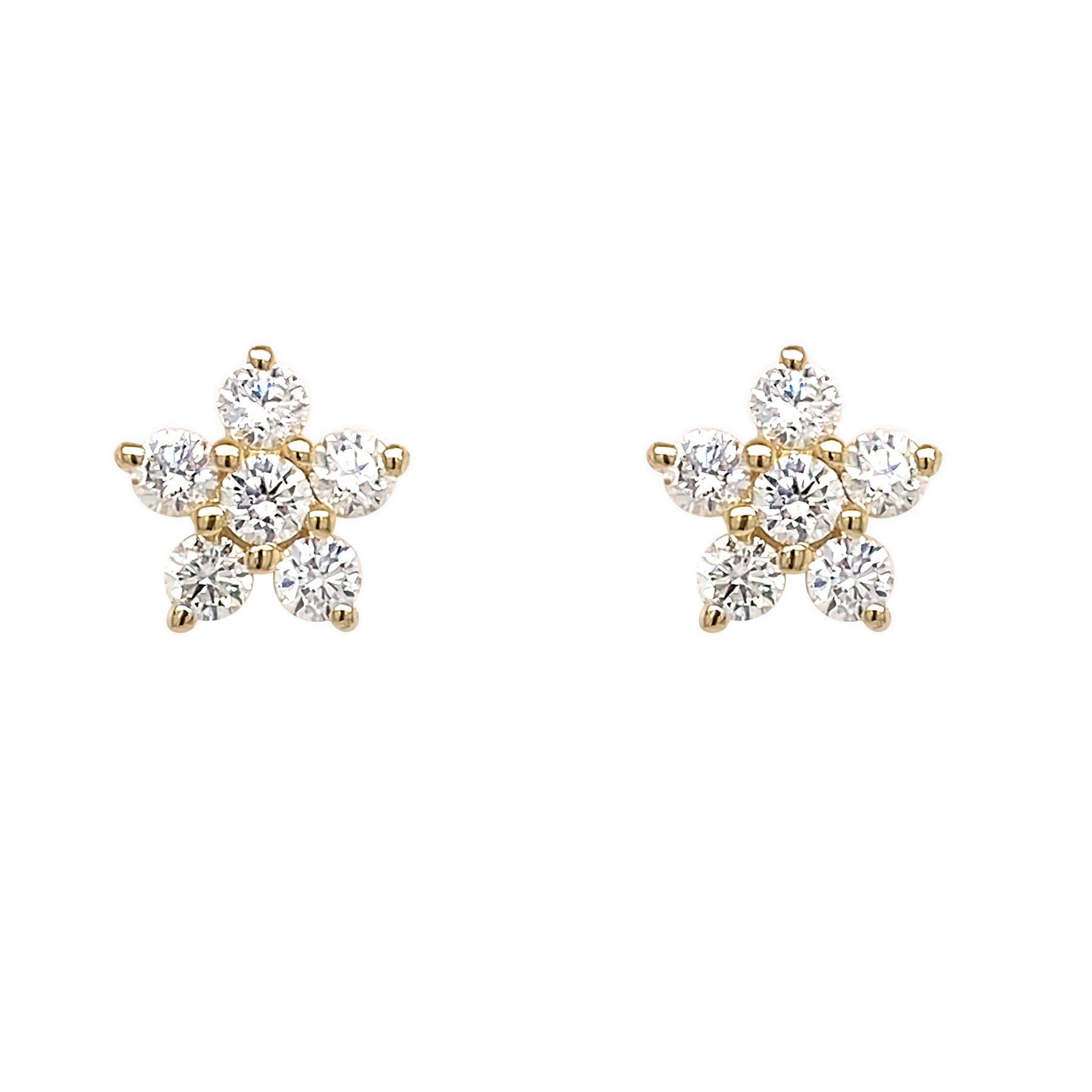 14K YG Diamond Flower Studs