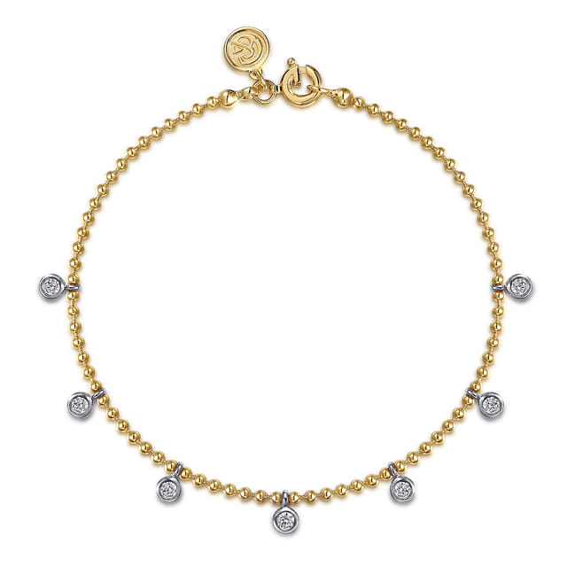14K YG White Sapphire Droplet Bracelet 