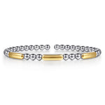 14K YG and Sterling Silver Three Station Bar Bujukan Bangle Bracelet