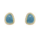 14K Yellow Gold Aquamarine and Diamond Earrings