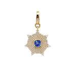 14K Yellow Gold Diamond Spike Pendant with Single Sapphire