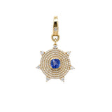 14K Yellow Gold Diamond Spike Pendant with Single Sapphire