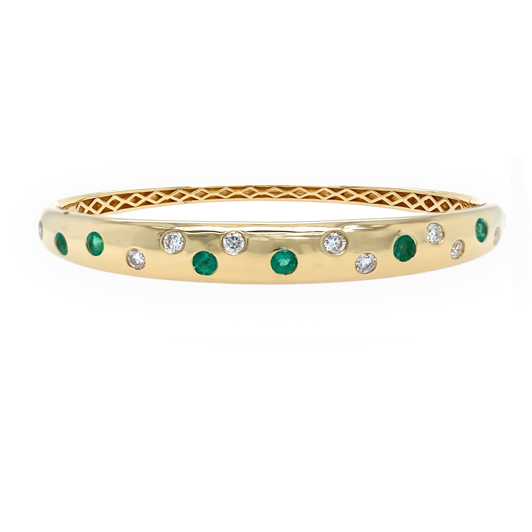 14K Yellow Gold Emerald & Diamond Scatter Bracelet