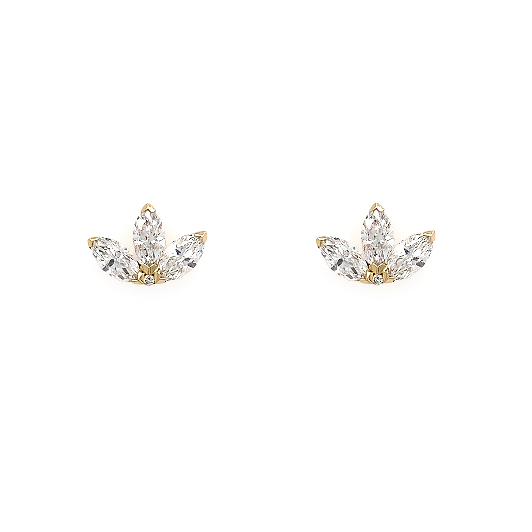 14K Yellow Gold Marquise Diamond Earrings