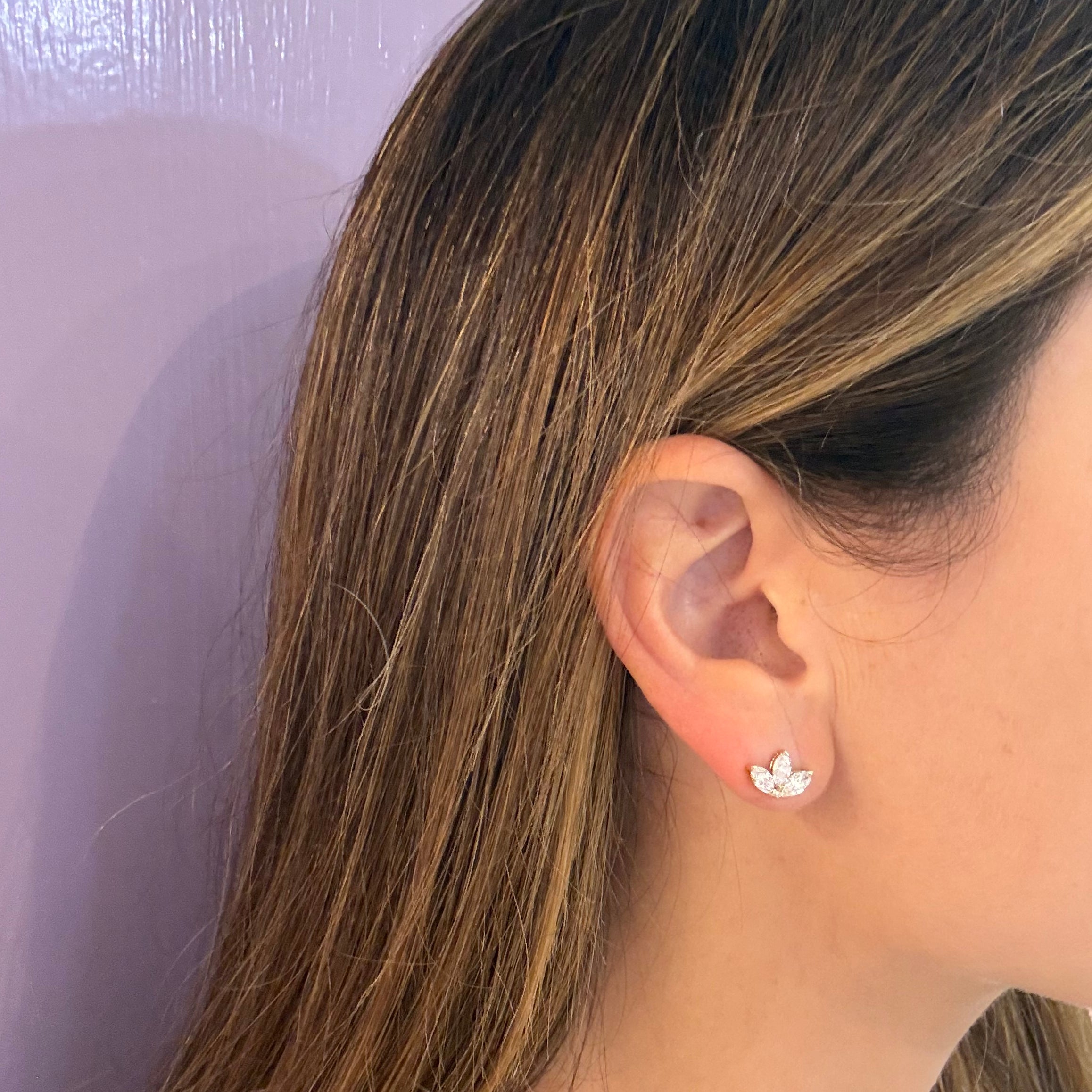 14K_Yellow_Gold_Marquise_Diamond_Earrings on ear