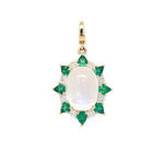 14K Yellow Gold Moonstone Pendant with Diamonds and Emeralds