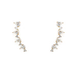 14K Yellow Gold Pear and Round Diamond Earrings
