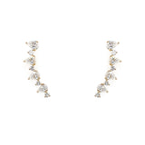 14K Yellow Gold Pear and Round Diamond Earrings