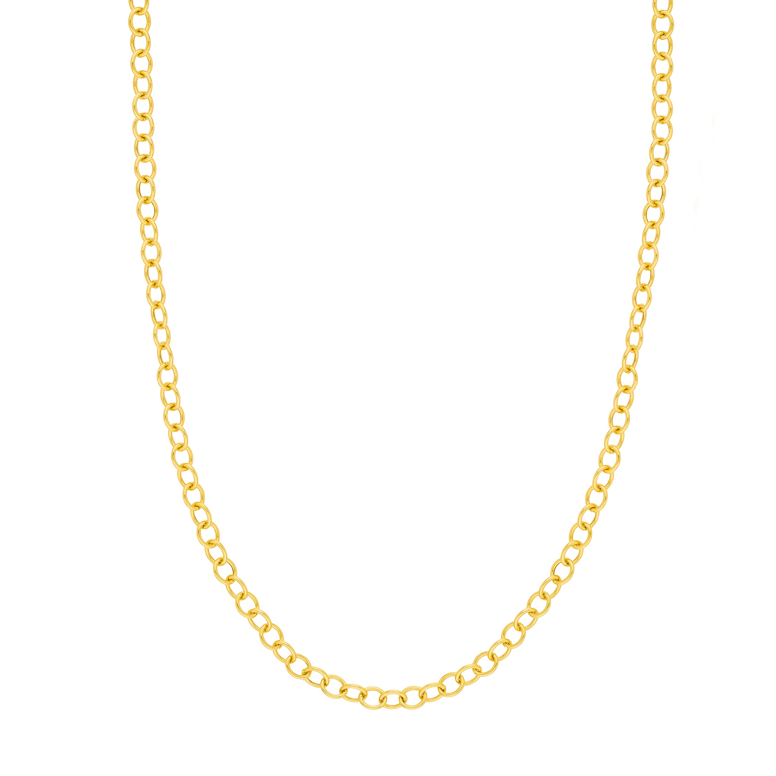 14K Gold chain necklace on a white background