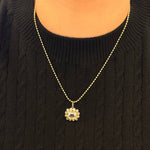 14K yellow gold white topaz pendant