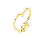14K gold diamond barrel twist heart shaped clasp