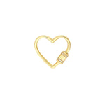 A gold heart-shaped clasp with a barrel twist closure and small diamond accents.