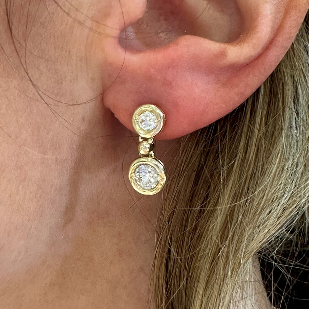 14K gold diamond drop earrings