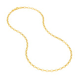 A 14K yellow gold chain necklace with elongated oval links and a lobster clasp, displayed on a clean white background.