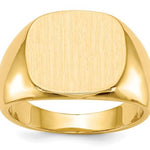 A 14K yellow gold closed back men's square signet ring with a polished finish.