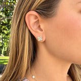 14k yellow gold clover diamond earrings 2.4 carats